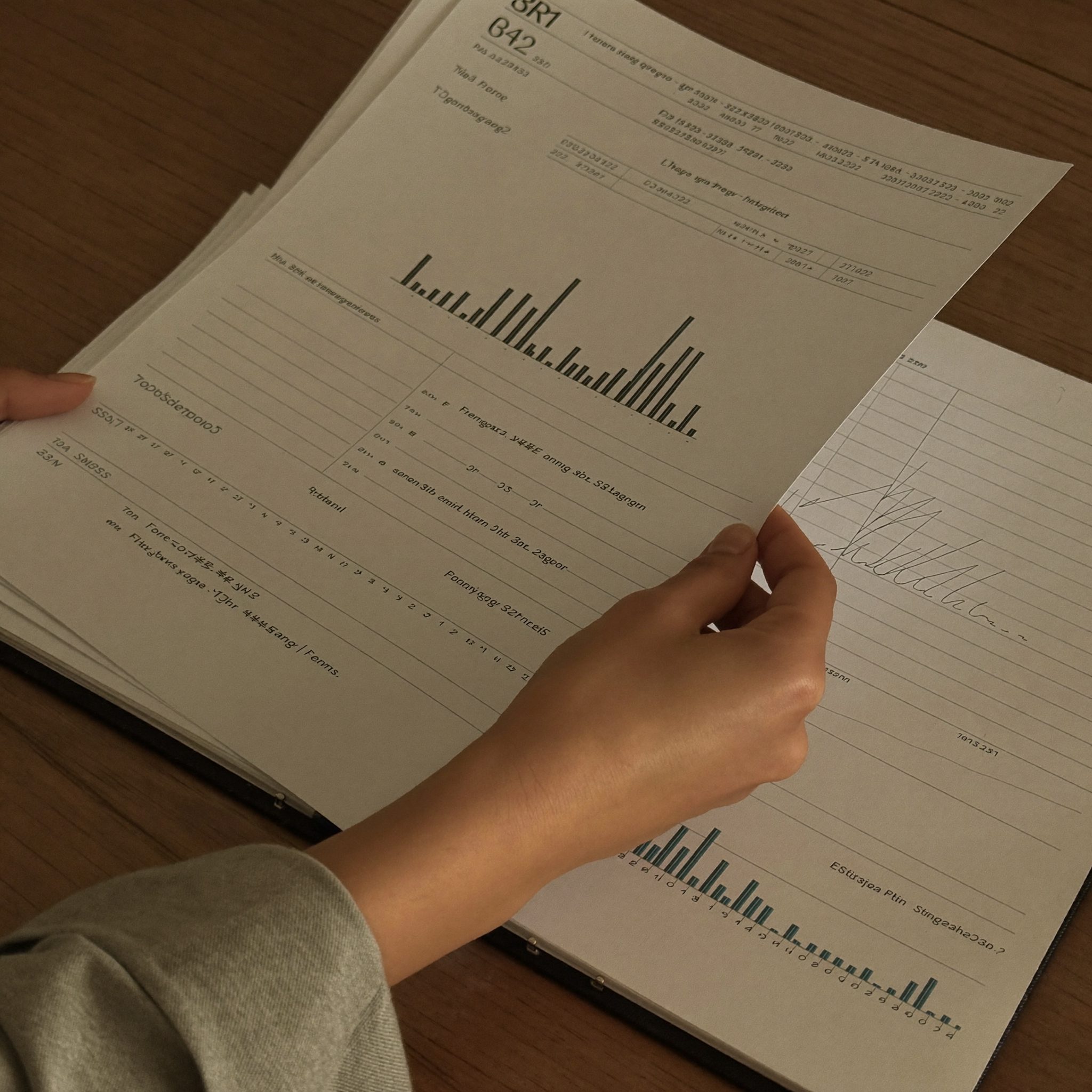 Hands reviewing a client ledger during a review meeting