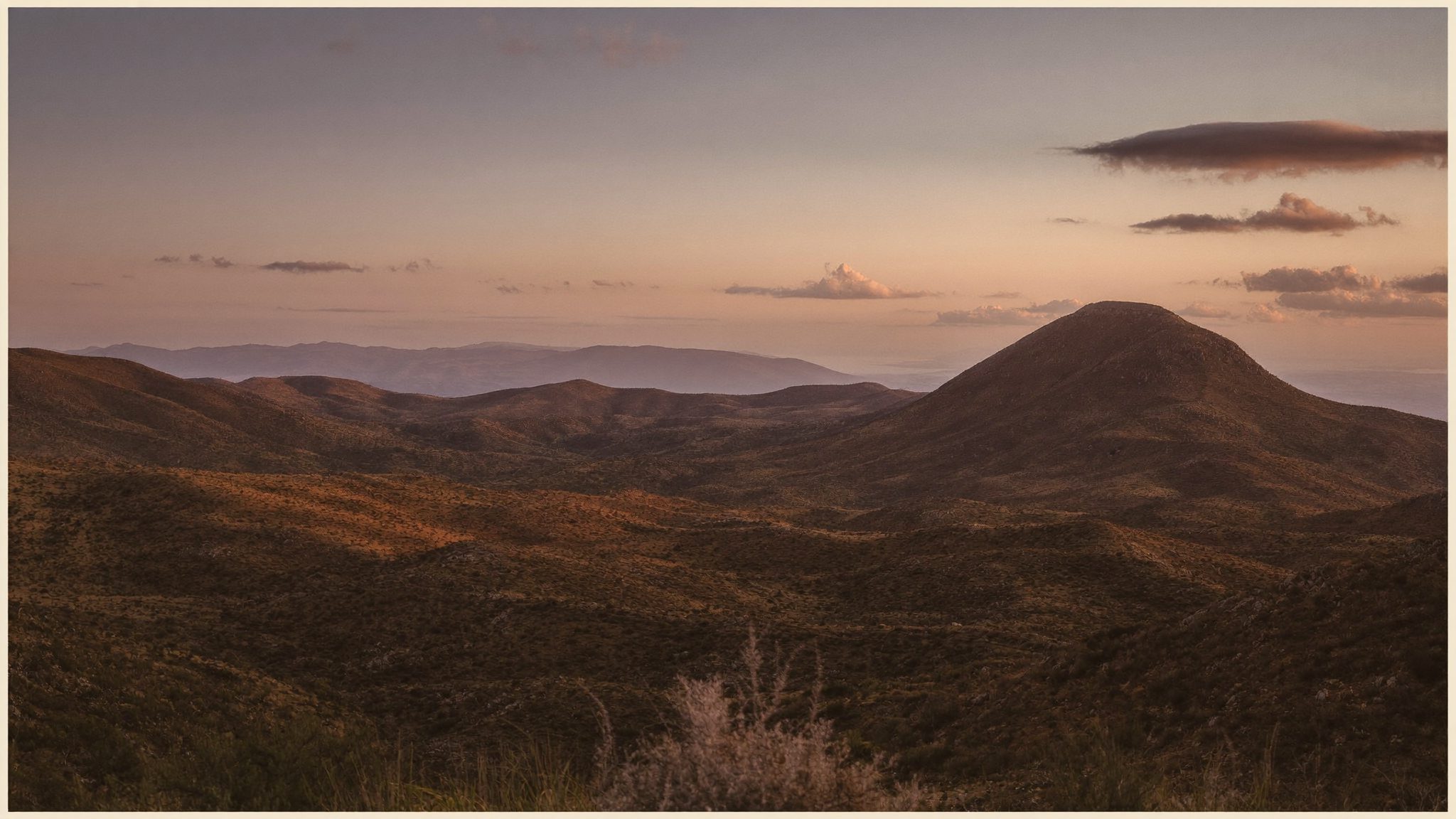 The Outeniqua mountains at dusk near George, South Africa
